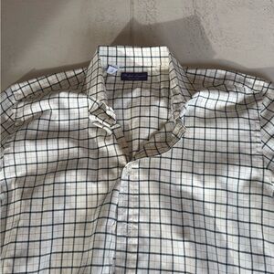 Ralph Lauren Purple Label Cream and Black Checkered Dress Shirt